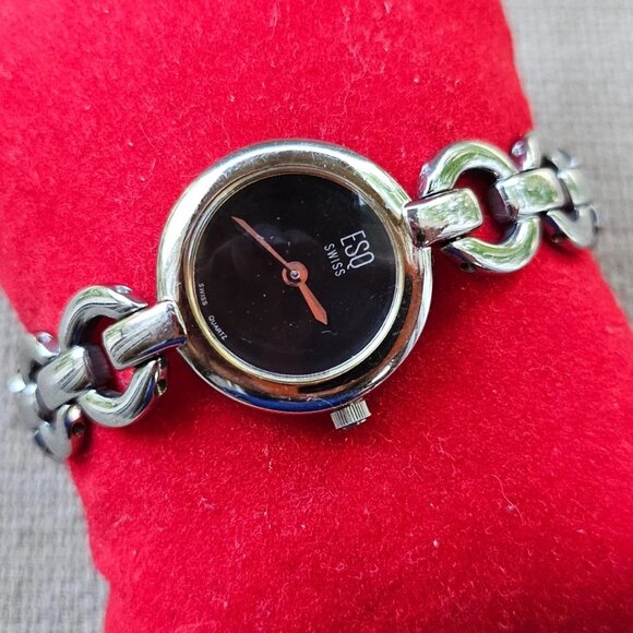 ESQ by Movado Swiss Women Wristwatch Black Face Silver Tone Analog Watch - Picture 2 of 15